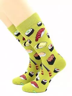 Веселые носки с принтом "Японская кухня" зеленого цвета Hobby Line 45885